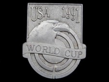 MA09160 VINTAGE 1991 USA SHOOTING TEAM - WORLD CUP SPORTS BELT BUCKLE