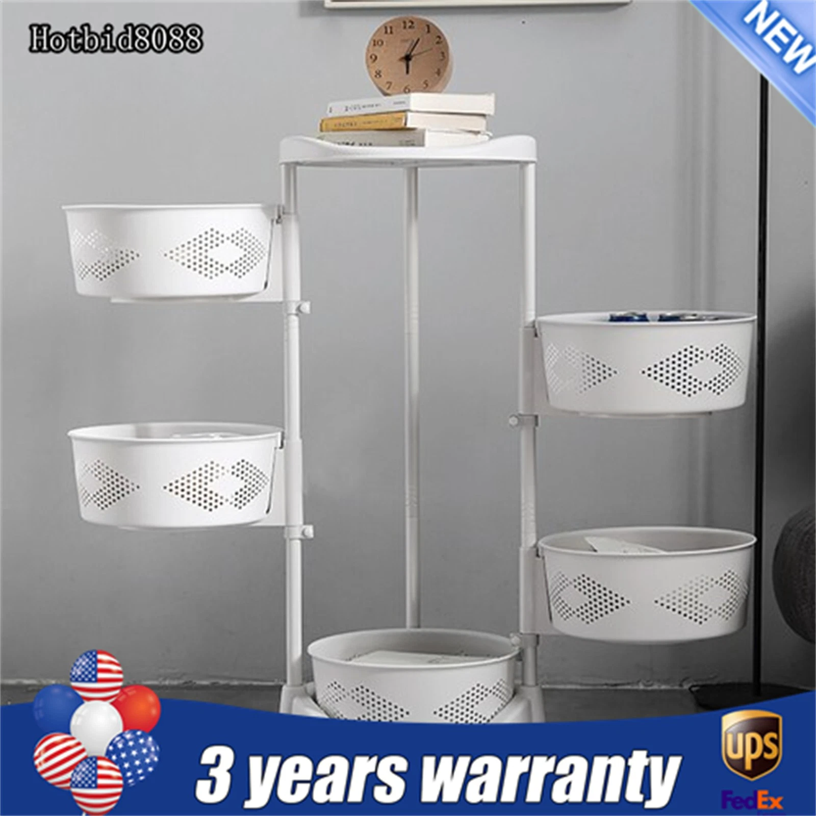 5 Tier Round Rotating Multi-Layer Kitchen Storage Shelf, Fruit Vegetable Storage