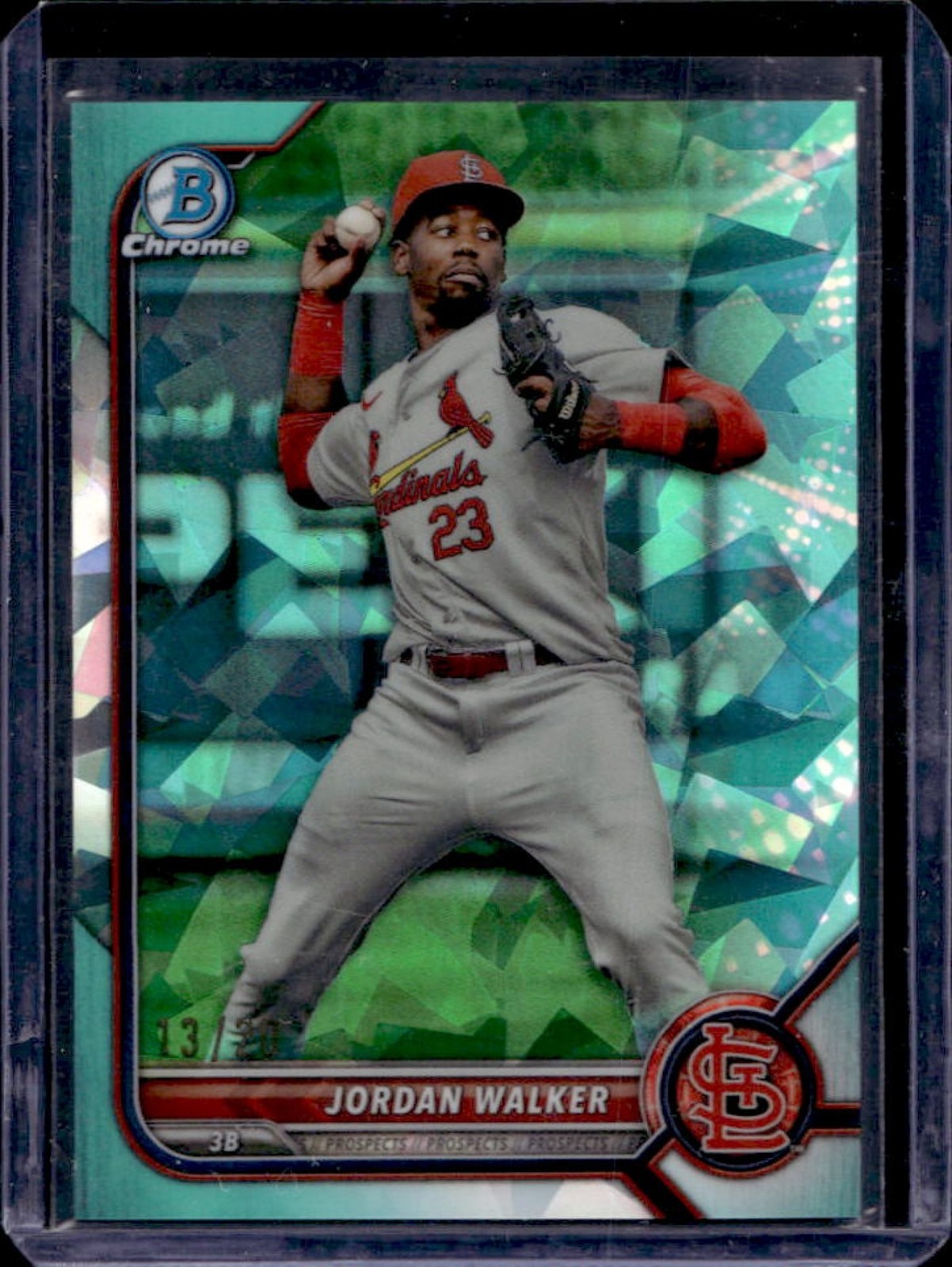2022 Bowman Draft Sapphire Jordan Walker Chrome Aqua #13/20 Cardinals
