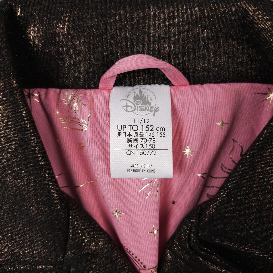 Jaqueta Disney Meninas 11 12 Ouro Rosa Brilhante Moto Motociclista Bordada Princesa NOVA - Imagem 3 de 4