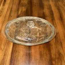 Casserole Dish with Lid Anchor Hocking Savannah Floral Clear Glass Oval 2 Qt.