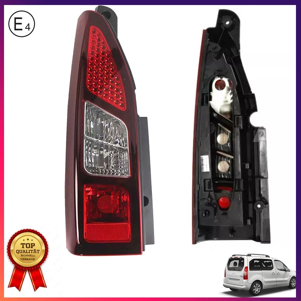 2x Rear Light For Citroen Berlingo Peugeot Partner Tepee Rear Lamp 9677205080 E - Image 2 of 4