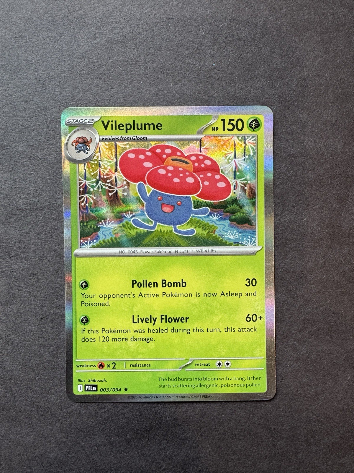 Pokémon Vileplume 003/094 Me02: Phantasmal Flames Reverse Holo Rare Stage 2