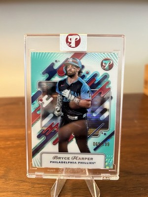 2025 Topps Pristine Bryce Harper Aqua Refractor /199 Encased Phillies