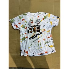 Vintage Hanes Joy Be To The People Graphic T-Shirt White Tie Dye Large USA Made