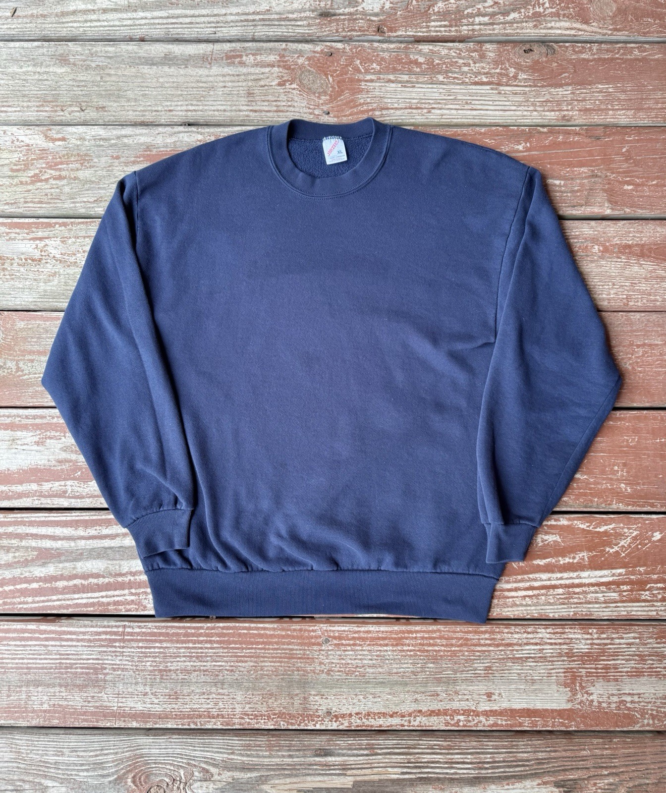 Vintage 90s Crewneck Sweatshirt Mens XL Navy Blue Jerzees Blank Made In USA