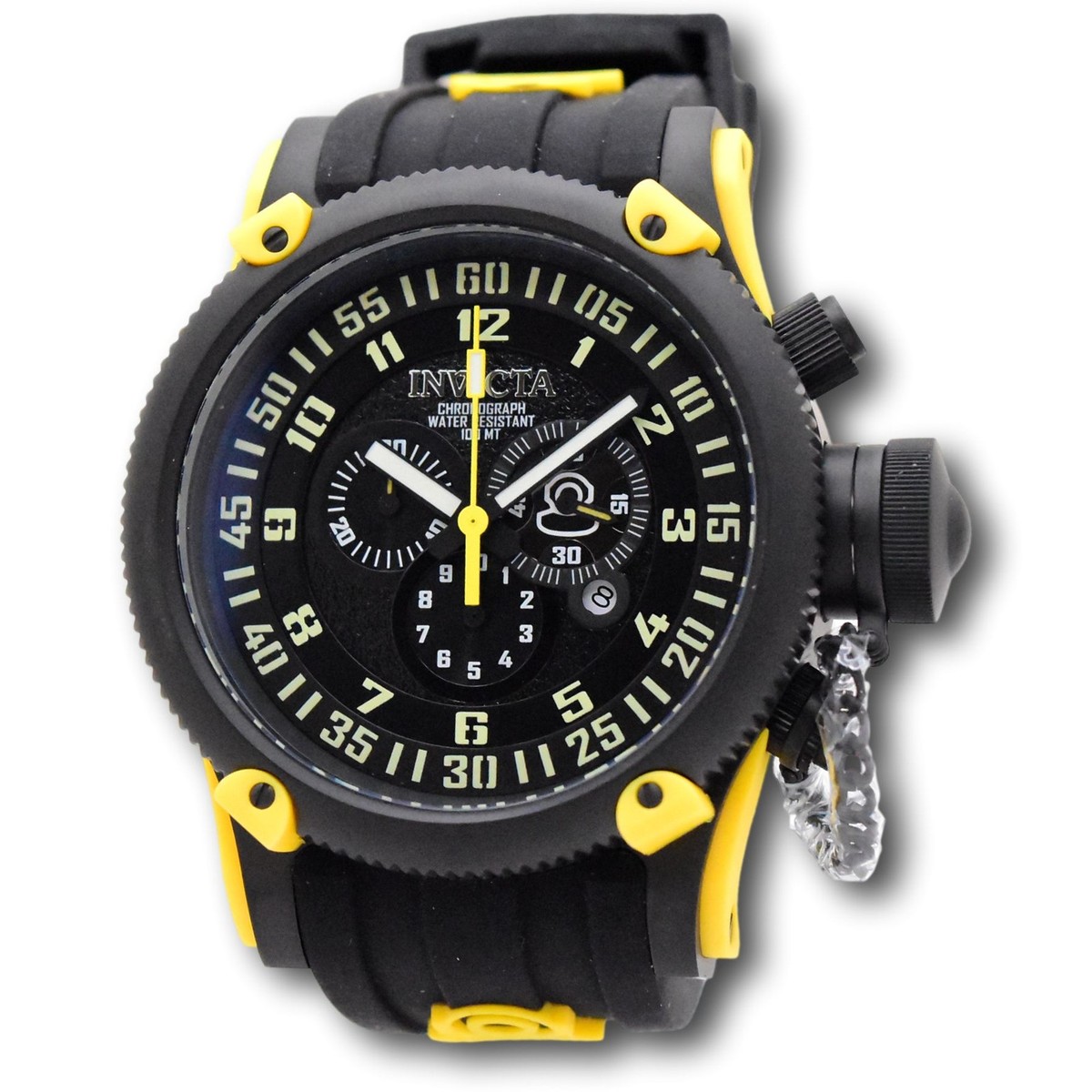 Invicta Russian Diver Yellow Black Men's 52mm Swiss Chronograph