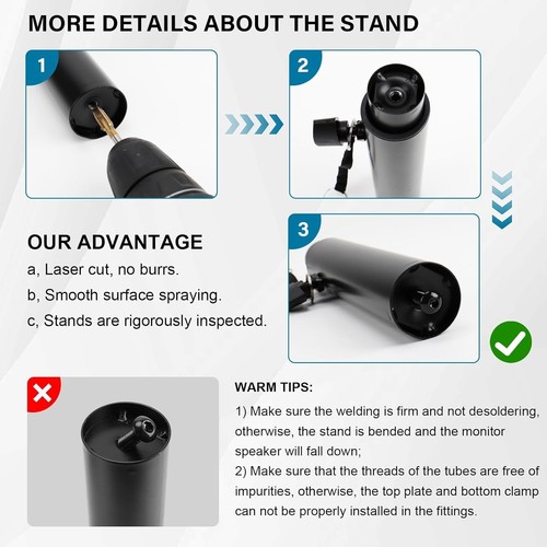 Universal Compatibility Adjustable Speaker Stands with Heavy-Duty Desk Clamp - Picture 8 of 9