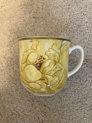 Williams Sonoma Exclusive 2013 Jardin Des Fleurs Mug Yellow Floral Butterfly Tea