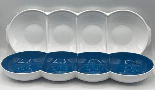 Tupperware Blue/White Allegra Radiance 4 Compartment Serving Container BRAND NEW