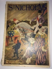 St Nicholas April 1926 Circus Act graphic Art Clowns Cover & Many Ads Ads