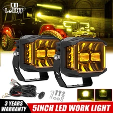 COLIGHT Pair 5" LED Work Light Spot Pods Side Shooter Yellow DRL Offroad Driving