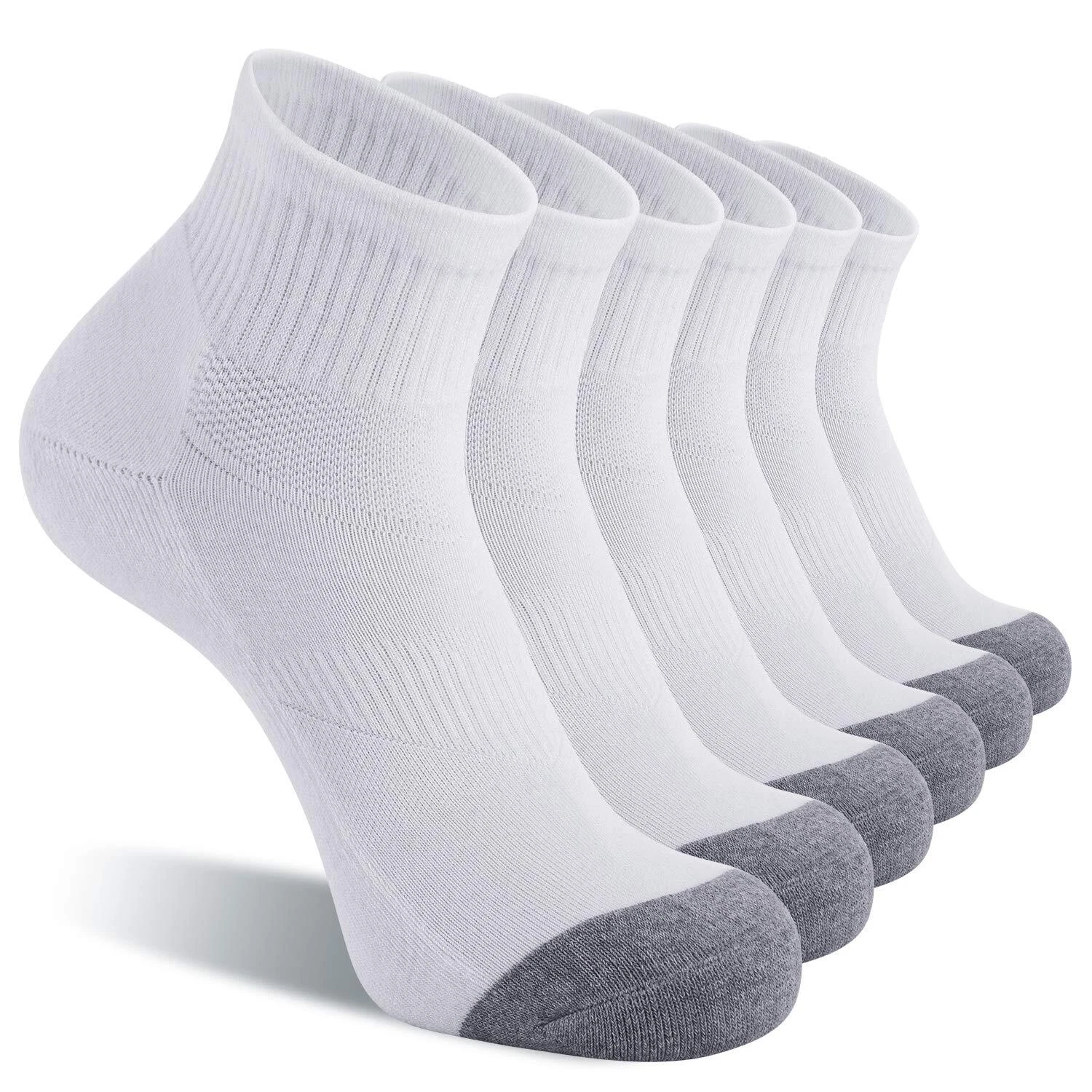 6 Pack Men's Ankle Socks with Cushion Athletic Running Socks White Shoe Size ...