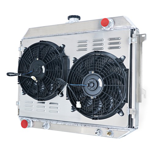 3Rows Aluminum Radiator Shroud Fan Fit 1968-1973 Dodge Plymouth Mopar V8 AT - Foto 2 di 7