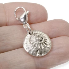 Silver Fossil Clip-on Charm, Prehistoric Accessory for Bags and Jewelry