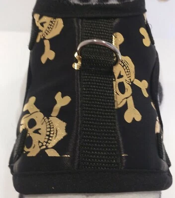 MASI DOGSDESIGN Softgeschirr Brustgeschirr Hundegeschirr schwarz Gold Totenkopf XS- S M Welpen
