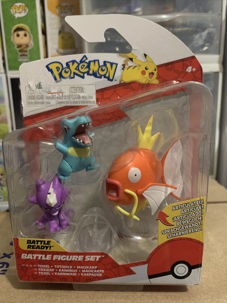 Pokemon 2-in Battle Action Figure 3 Pack - Totodile, Toxel, Magikarp 