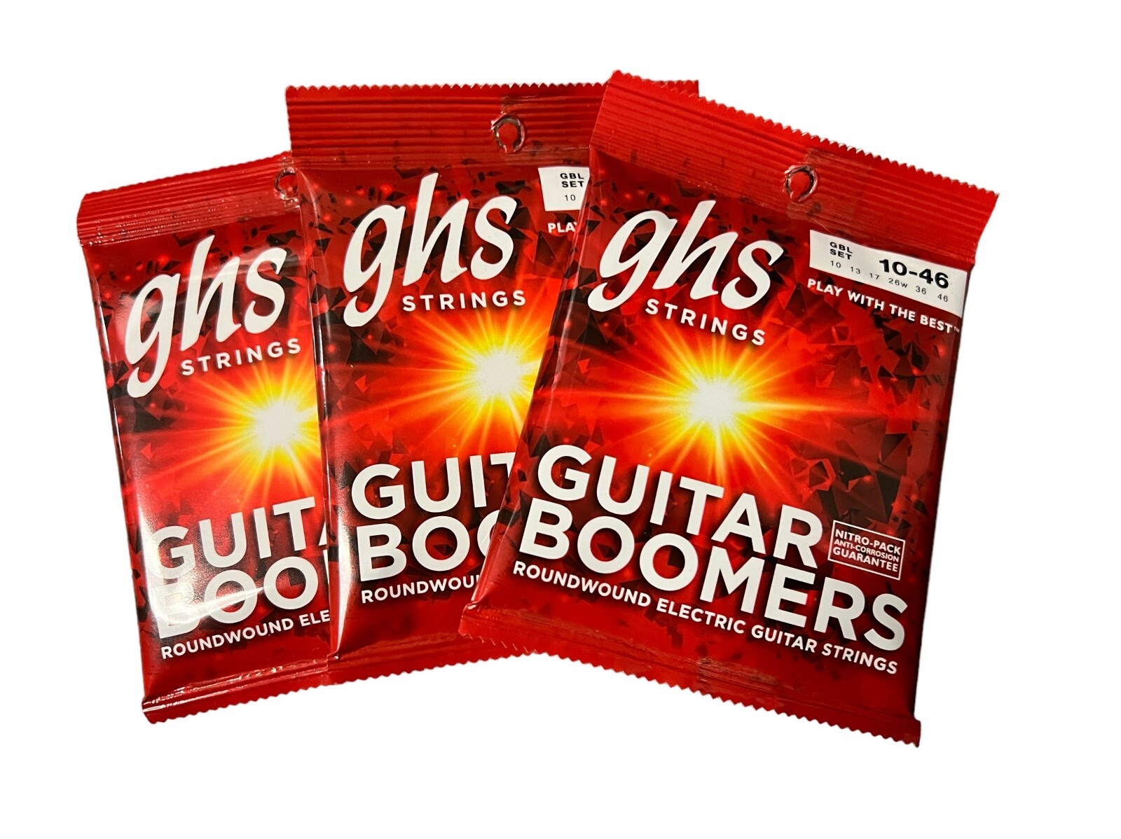 GHS Strings GBL 10-46 Guitar Boomers Guitar Strings 3 Set Pack UPC 737681000943