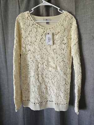 G.H. Bass Womens XL Cream Textured Sweater NWT