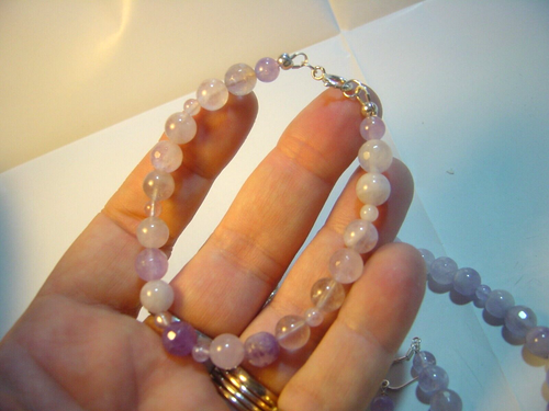 Massives Silber Set - Halskette, Armband & Ohrring - hervorragender echter Lavendel Amethyst - Bild 8 von 12