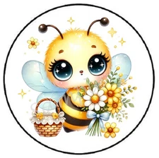 ADORABLE BEE WITH FLOWERS ENVELOPE SEALS LABELS STICKERS PARTY FAVORS