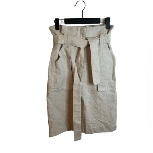 H&M LINEN BLEND PAPER BAG SKIRT NEW