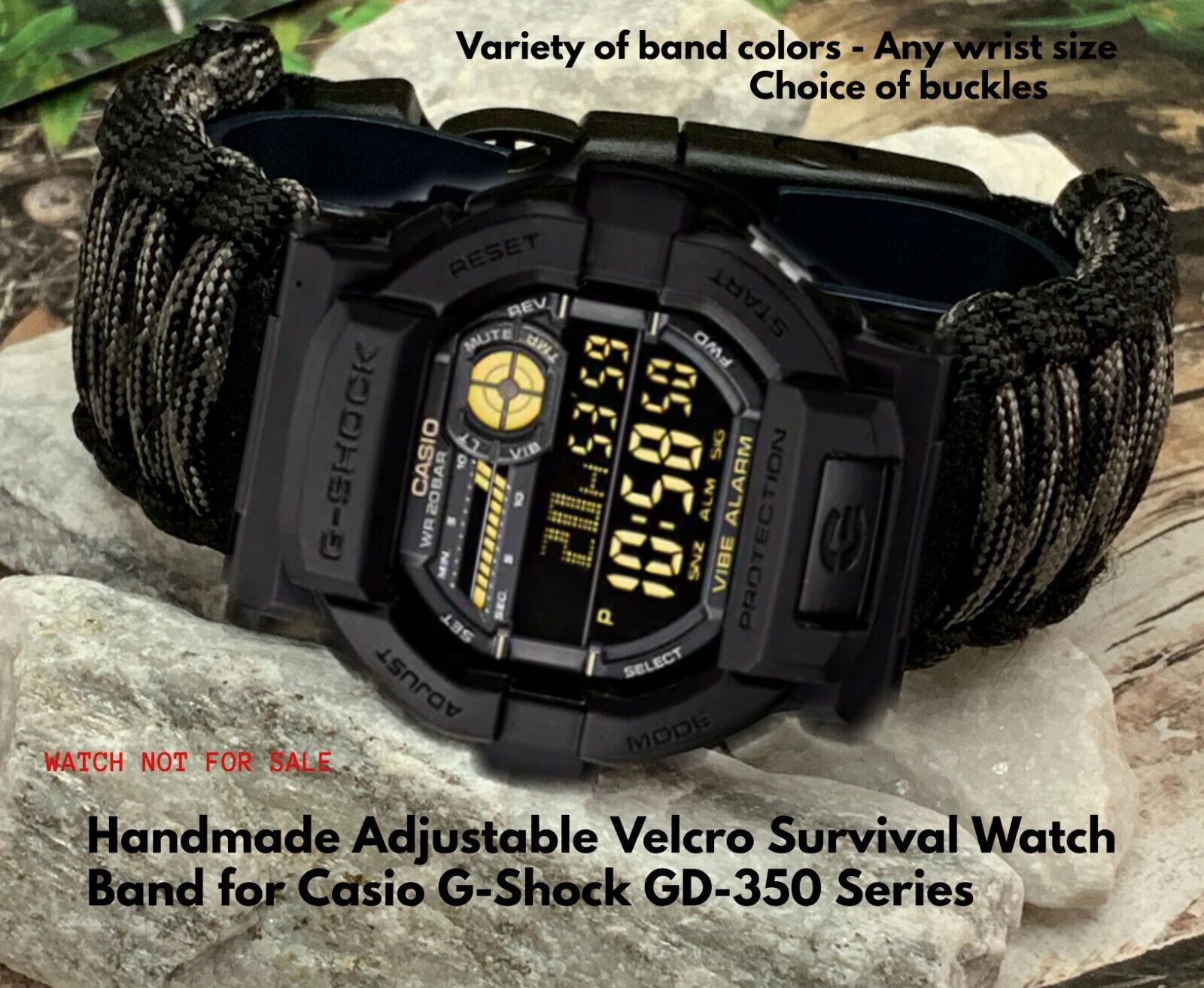 tråd smog Kemi Casio G-Shock GD-350 Series Adjustable Paracord Survival Watch Band | eBay