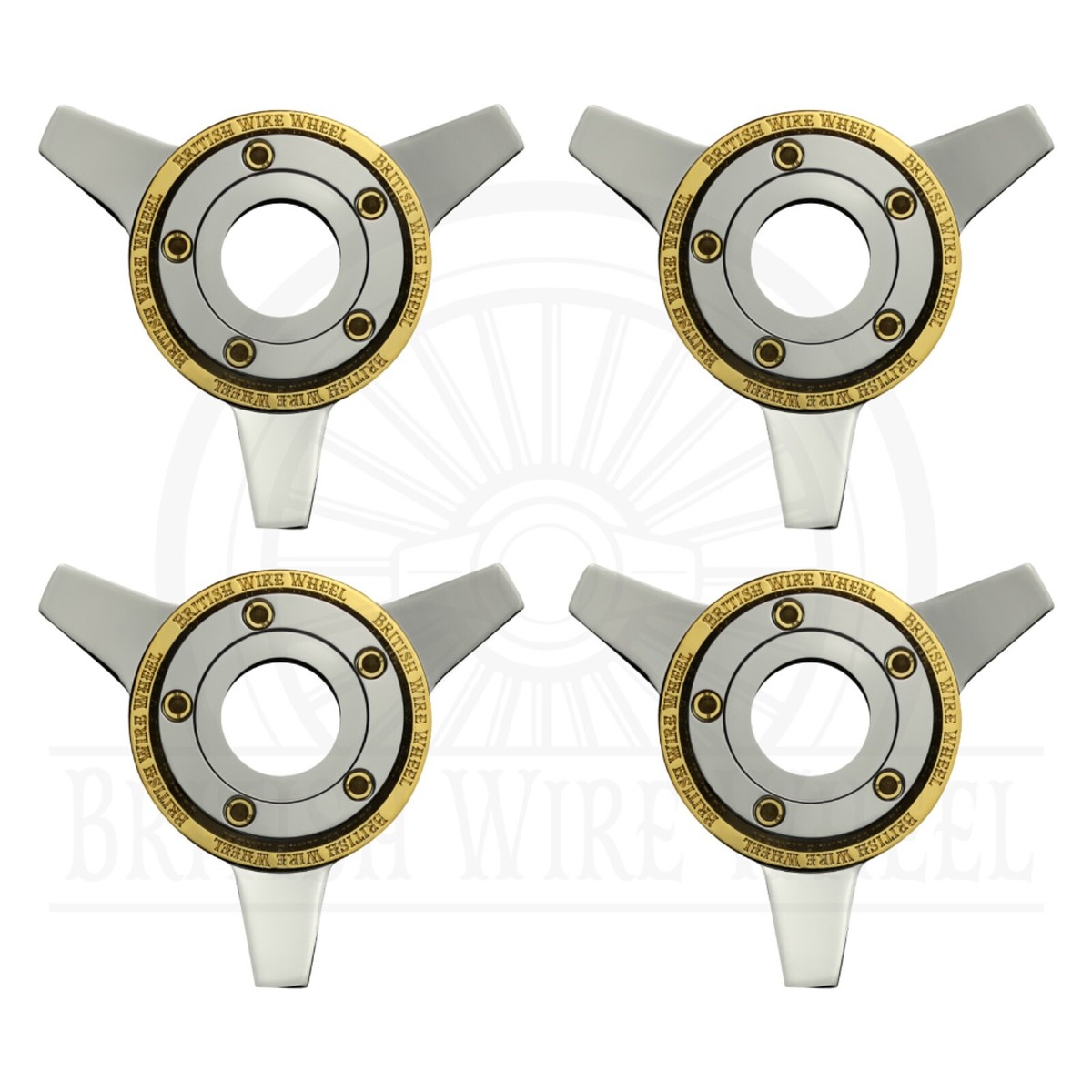 3 Bar Zenith Cut Locking Style Knockoff Spinner Caps with Gold