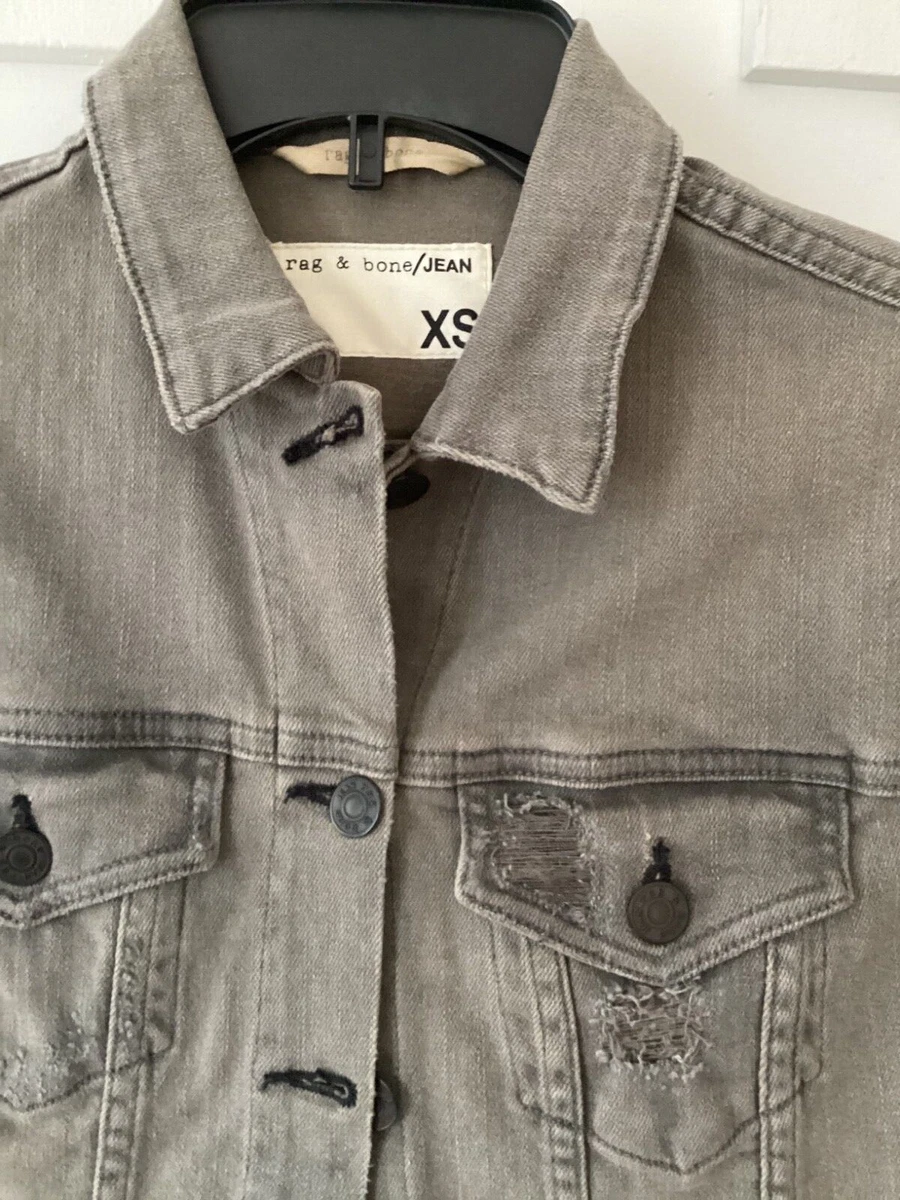 Rag and bone denim jacket sale with leather sleeves