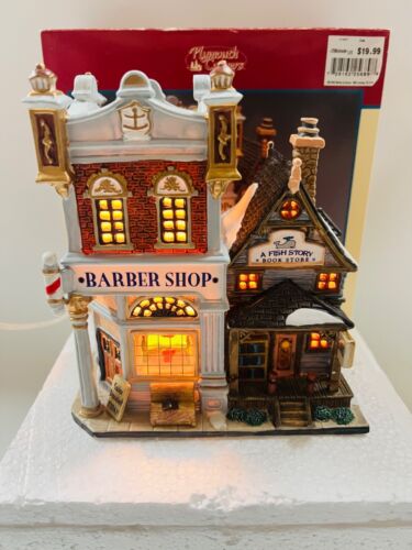 Casa iluminada LeMax Plymouth Corners #25689A Xmas Village 2002 peluquería con caja - Imagen 3 de 22