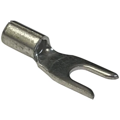 SHERCO-AUTO (100) Non-Insulated 16-14 AWG Spade Terminal #6 Fork Uninsulated Wire Connector