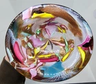 Vintage Murano Tutti Frutti Latticino Art Glass Paperweight Small Bowl