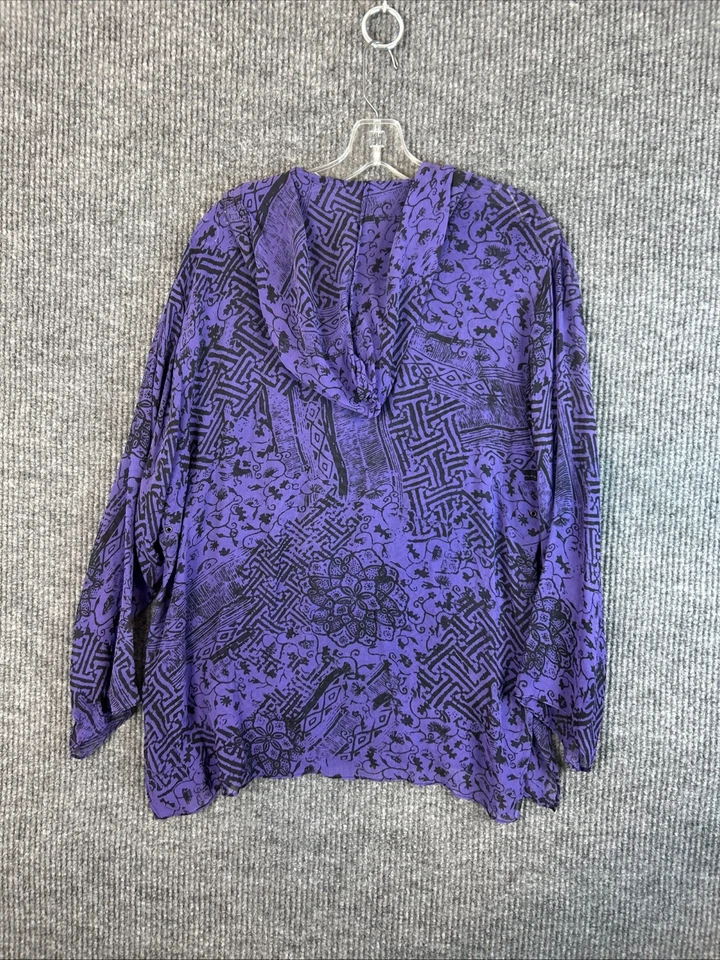Blusa boho Chicos 2 para mujer talla grande púrpura seda pura hada grunge con capucha Foto 2 de 4