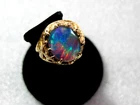 Australian Opal Unisex Signet Ring Custom made 10.6 gr. 10k Gold