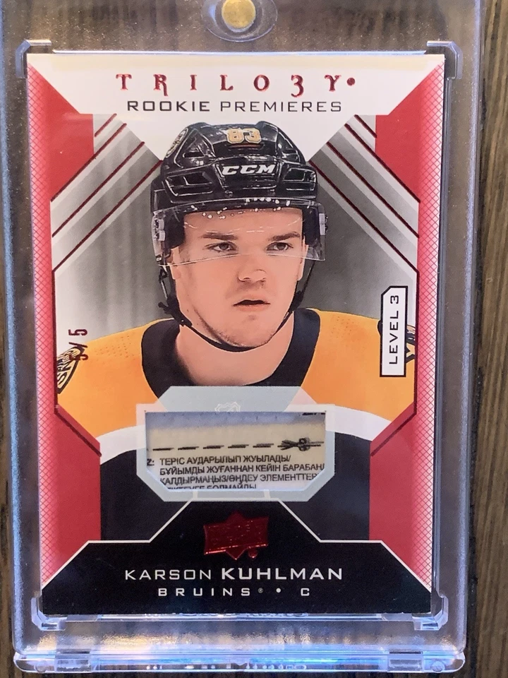 2019-20 UD Trilogy - Karson Kuhlman #119 Rookie Premieres Level 3 Tag Relic /5 - Image 4 of 4