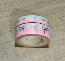 NEW Simply Gilded Pink Teal Ombre w/ Holo Bows washi tape rolls 10 & 15 mm b