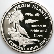 2009 S Gem Proof DCam U.S. Virgin Islands Territories Quarter CN-Clad