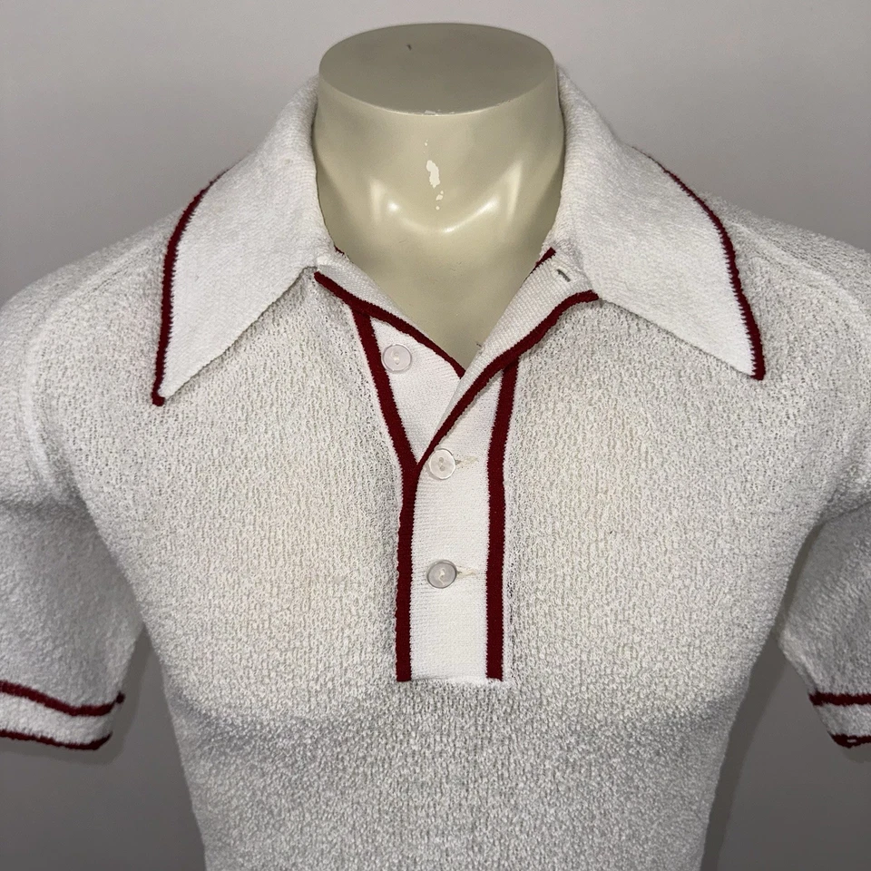 Vtg 60s 70s Falcon Shirt Mens Large Stretch Disco Rat Pack MCM Polyester Stretch - Image 3 of 4