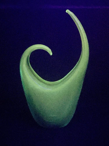 MURANO  Uranium ART GLASS VASE Blue green Gradiant