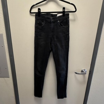 rag & bone Women's Black Skinny Jeans Denim Stretch 5-Pocket Button Zip Solid