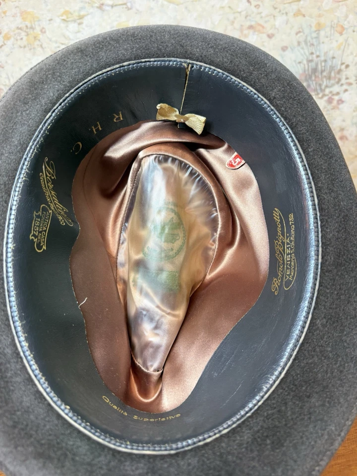 CHAPÉU DE FELTRO VINTAGE RARO BORSALINO ALESSANDRIA "VELUDOUR" PELE EM Tamanho 5 - Imagem 3 de 4