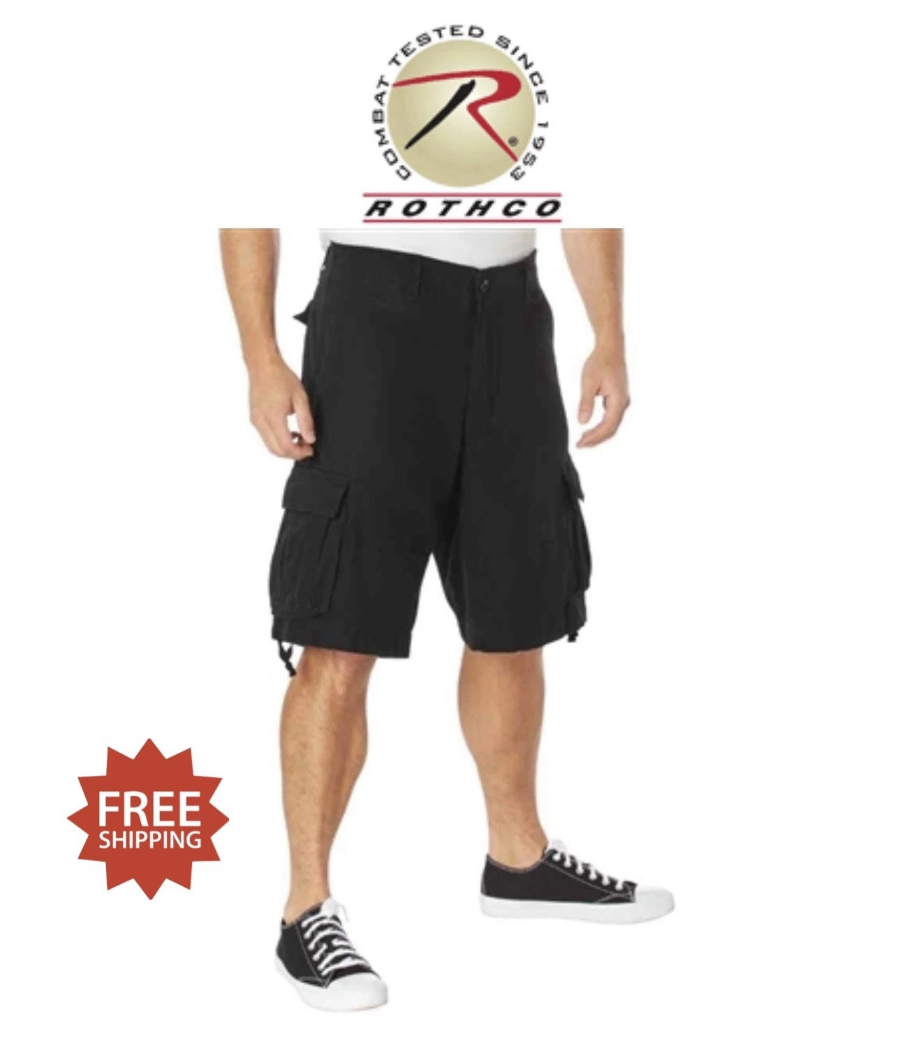 Rothco 2552 Black Vintage Infantry Utility Shorts - Size L / Large - NWT