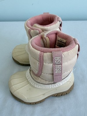 OshKosh B gosh Toddler Girls Winter Snow Boots Pink & Cream | Faux Fur Lined 4M