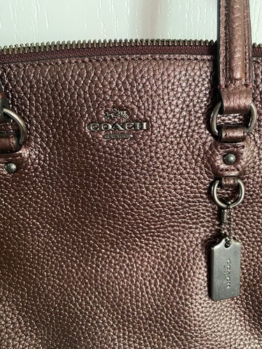 Coach Stanton Carryall 26 in Pebble Leather Metallic Burgundy 36877 - Picture 17 of 20
