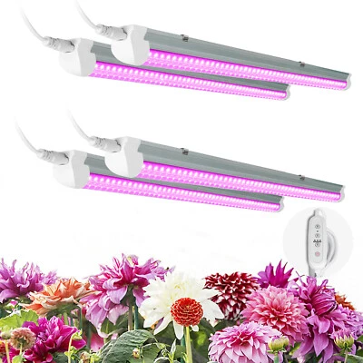 CNSUNWAY 2FT T8 20W LED Grow Light Fixture 500W Equivalent Full Spectrum Plant Lamps 4Pcs