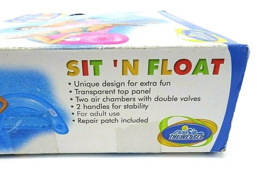 Sit 'N Float Lounge Inflatable Pool Float Blue 60”x 39” 2 Handles - 1 Float - Picture 4 of 5