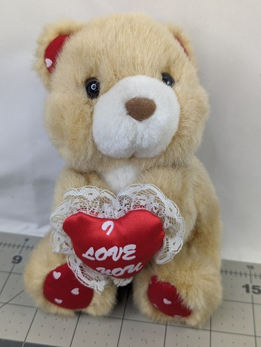 Chosun Tan Bear Plush 6 Inch I Love You Satin Heart Stuffed Animal Toy