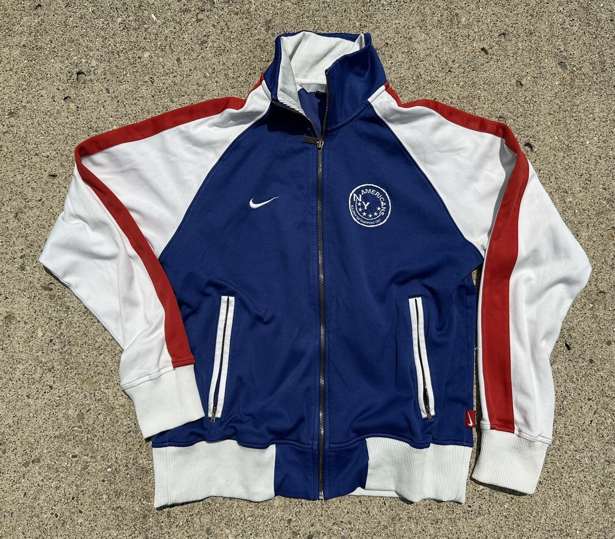 Vintage Nike USA Track Jacket Open Cup 1907 NY Size M Y2K Gray Tag