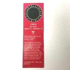 VIRGO Bookmark 3-D Green Gold Hologram of the Virgin 8/2023-9/2022 Astrology