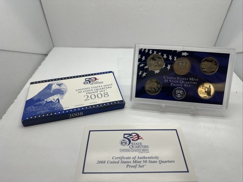 US 2008-S Mint clad Quarter Proof Set with 5 Coins  Original Box COA SR7-7 - Picture 1 of 4